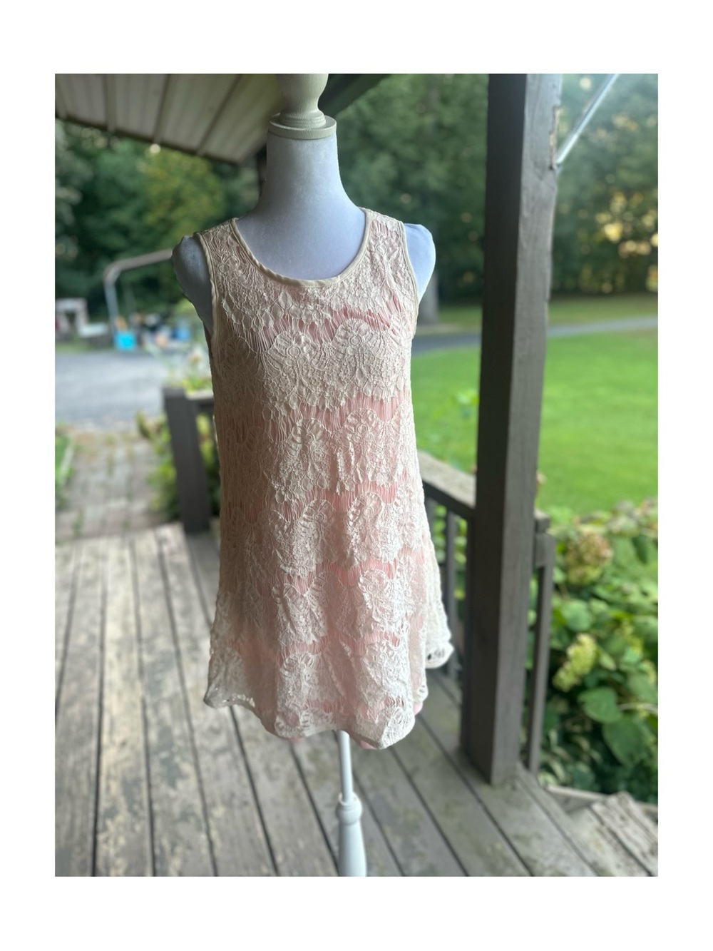 Copper Key Lace Overlay Light Pink Sleeveless Shift Dress Size Small